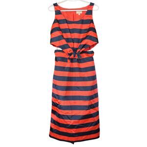 J Crew Collection Cutout Waist Twist Dress 10 Coastal Preppy Ivy League Nautical